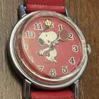 C05 Red VTG Timex SNOOPY Floating Tennis Ball Action Watch For Parts Or Restore