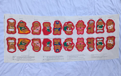 Uncut Cranston Print Works Teddy Bear Cut Sew Ornament Panel Retro Holiday Craft