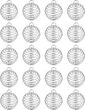 Spiral Bead Cages Pendants, 20 PCs 25x30mm Silver Plated Stone Holder
