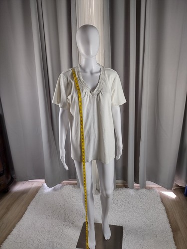 Top leggero Jones New York Signature donna bianco 100% cotone scollo a V taglia 1X - Foto 5 di 10