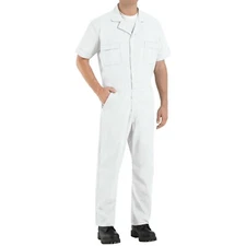 Red Kap Speedsuit White Short Sleeve  Men's Zip-Front Work Coverall Action Back