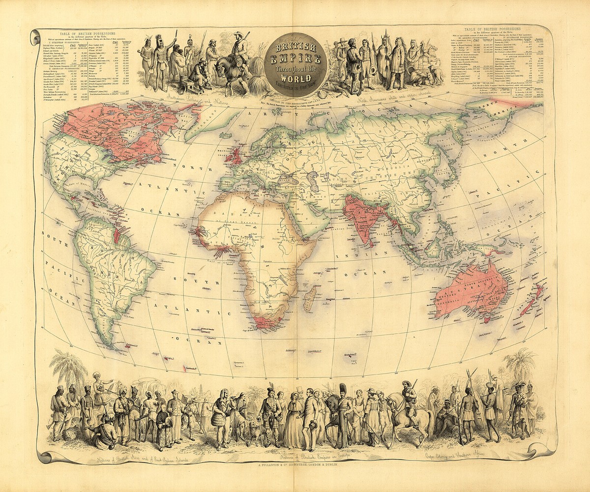 1850 Pictorial Map of the British Empire Throughout the World