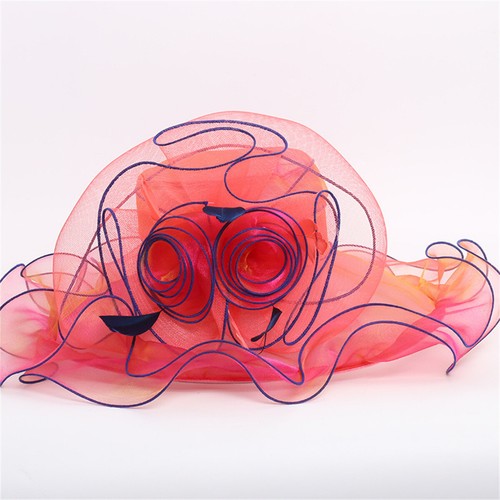 Sombrero de Organza para Mujer, Flor Ala Ancha Derby Iglesia Sombrero con Clip Gorra para el Sol - Imagen 34 de 34
