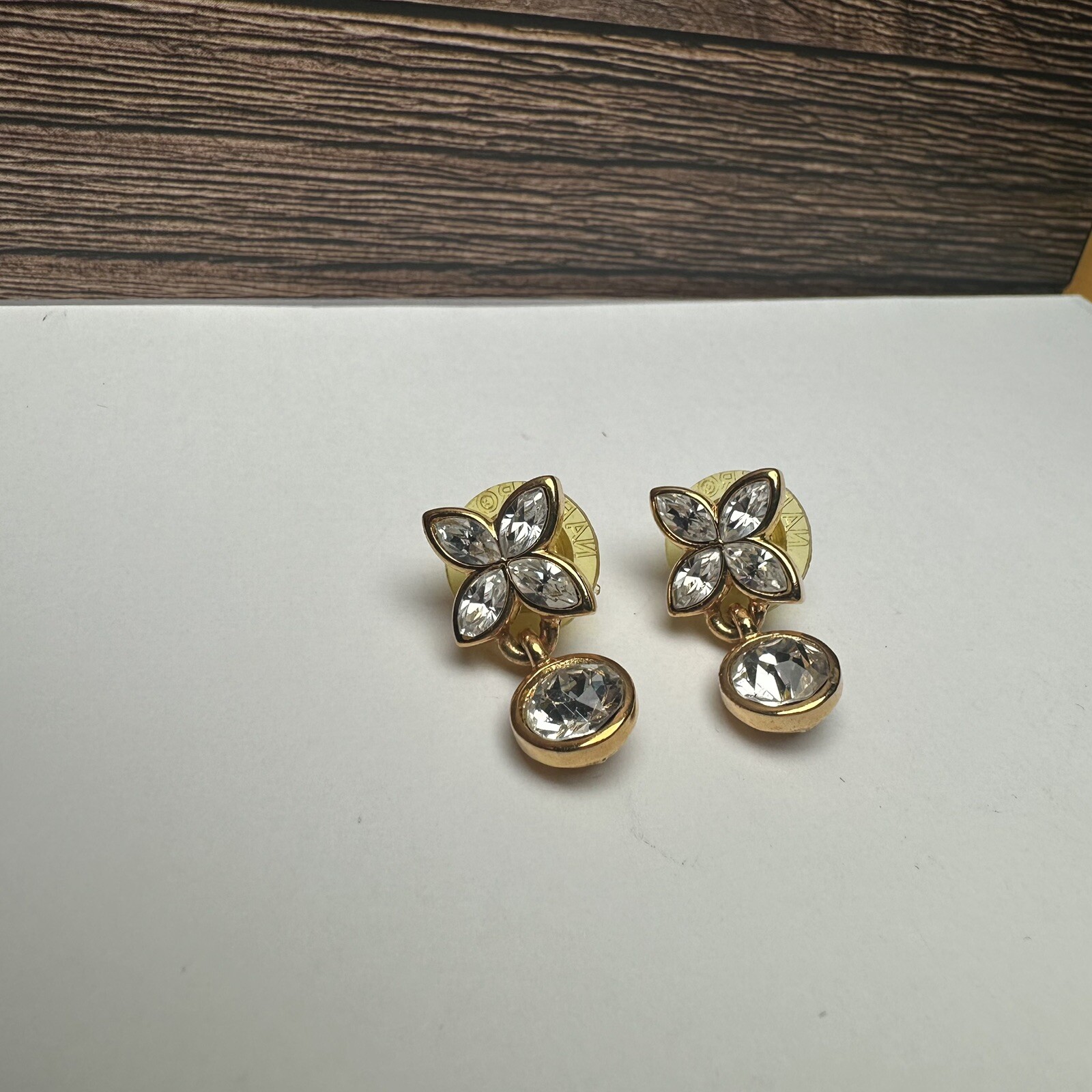 Napier Small Rhinestone Dangle Drop Pierced Earri… - image 2