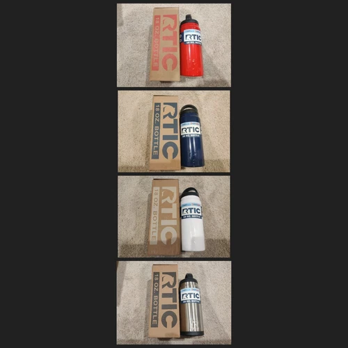 RTIC 18oz Water Bottle Hot - Red, Navy, White, Stainless