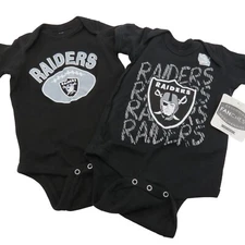 NFL Las Vegas Raiders Set of 2 Infant 0/3m Black Bodysuits One Piece Creeper