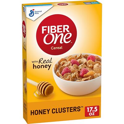 Fiber One Honey Clusters Breakfast Cereal, Fiber Cereal, 17.5 oz