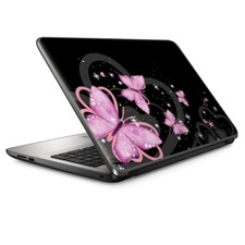 Laptop Skin Wrap Universal for 13 inch - Pink Majestic Butterflies Hearts