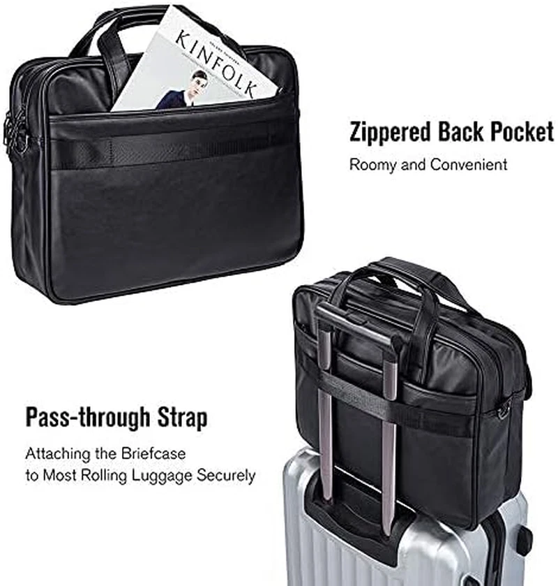 Business Travel Briefcase for 17" Laptops Leather Handmade Messenger Bag - Image 3 of 4