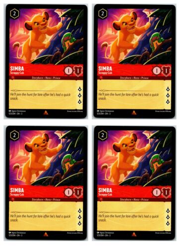 #123 Simba - Scrappy Cub - Rare - Ruby PLAYSET x4 2024 Lorcana Inklands 4x