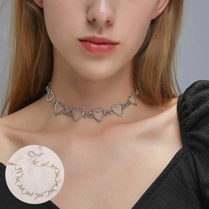 Chokers Necklace Gothic Choker Punk for Women Love Heart