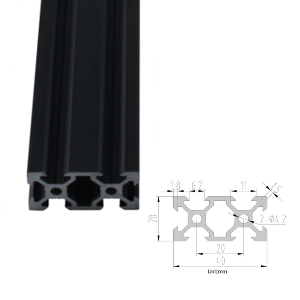 2x 2040 20x40 BLACK T-slot Aluminum Extrusion Profile Linear Rail CNC 3D Printer - Image 4 of 4