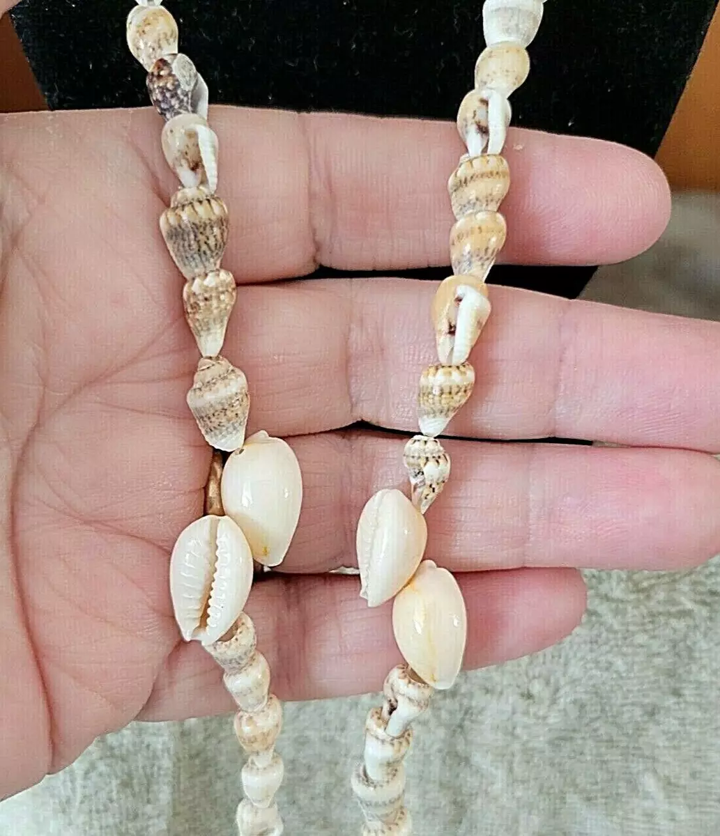Necklace Seashell Nutmeg Double Cowrie Cluster Shell Bead Beaded