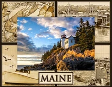 Maine Laser Engraved Wood Picture Frame Landscape (4 x 6) 