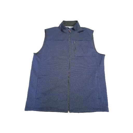 Izod Spectator Fleece Vest Mens XLT Navy Blue Full Zip Pockets Mock Neck  Golf