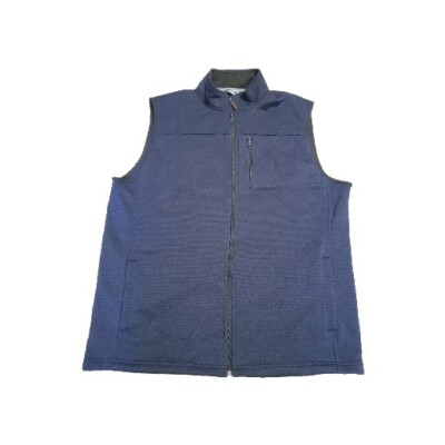 Izod Spectator Fleece Vest Mens XLT Navy Blue Full Zip Pockets Mock Neck  Golf
