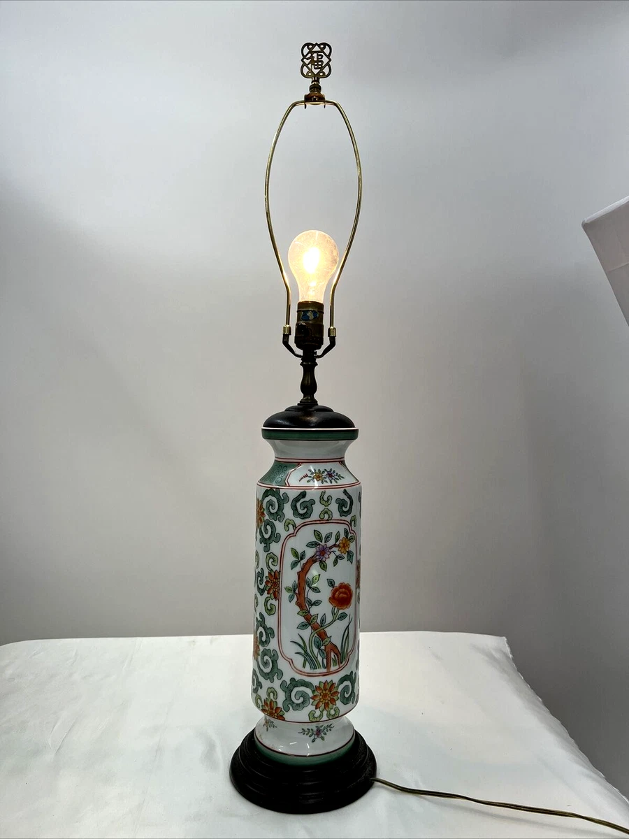 RARE Vintage Leviton Table Lamp Asian Chinese Floral Style