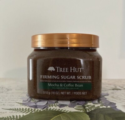 RARE NEW TREE HUT MOCHA & COFFEE BEAN FIRMING SUGAR SCRUB W/CAFFEINE 18 OZ