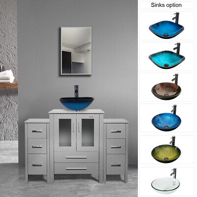48 Bathroom Vanity Modern W Tempered, Small Vessel Sink Vanity Combo