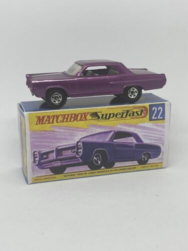 Lesney Matchbox 22 Custom Superfast Pontiac Coupe Restored, Repro Box.