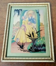 STUNNING COLOR BUBBLE GLASS SILHOUETTE - LOVELY COUPLE - MORRIS & BENDIEN NY