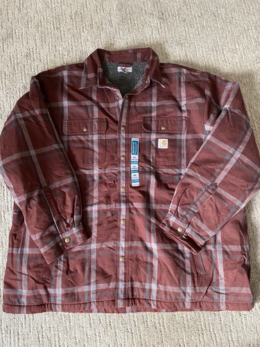 Carhartt Red Grey Sherpa Lined Flannel 