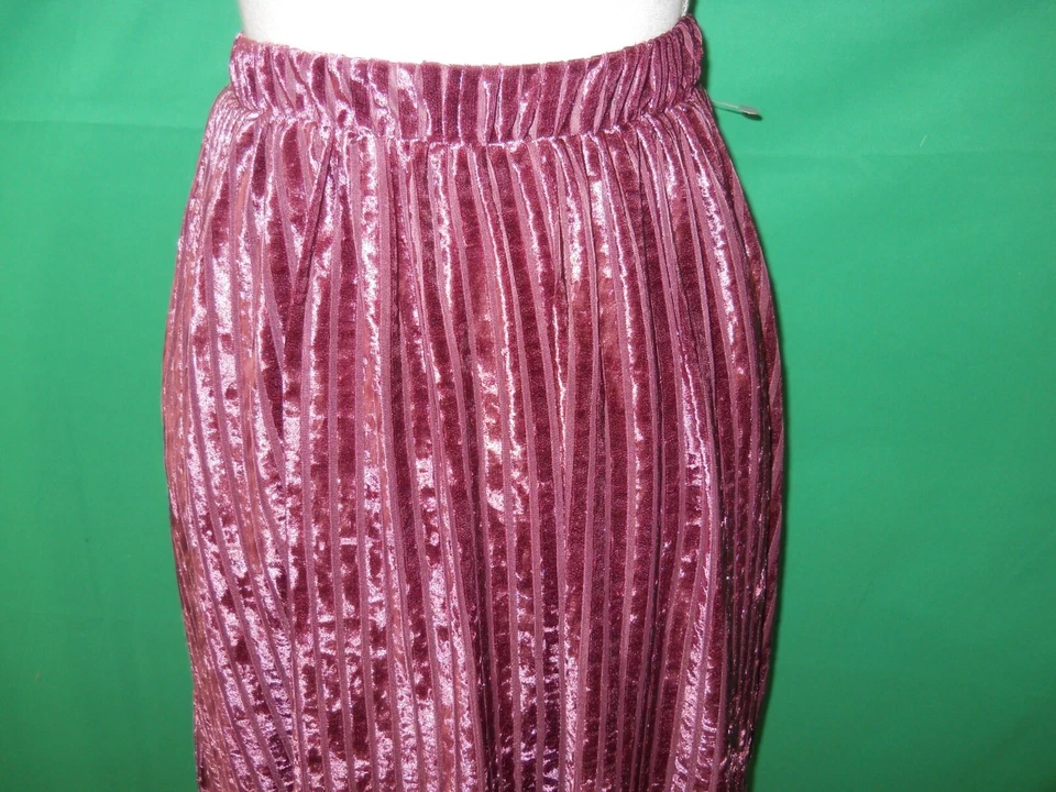 Saia Midi Jessie B Anthropologie Plissada Veludo Elástica Rosa Poeirada tamanho XS B208 - Imagem 2 de 4