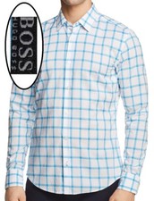 NWT Hugo Boss Black Label Extra Slim Fit Checked Cotton Sport Shirt