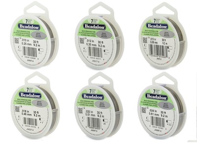 Beadalon Bead Stringing Wire 7 strand 30 thru1000ft Sizes.010 thru.026 13COLORS