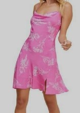 $98 ASTR The Label Women's Pink Sleeveless Cowl Neck Floral Mini Dress Size S