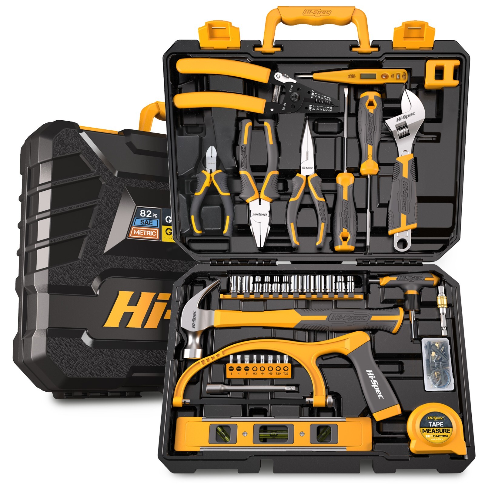 Mechanics Tool Kit Set 82pc Tool Box for Home and Garage Projects Hi-Spec