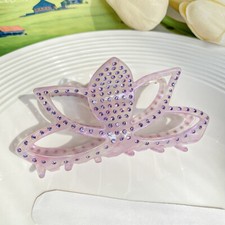Large Claw Hair Clips Crystal Lotus Shape Barrette Butterfly Clamp Hairpin