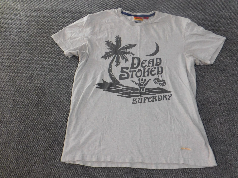 superdry t shirt men XL white graphic stoked island tree - Image 3 of 4