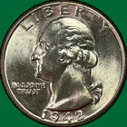 1942 Washington Quarter Silver Brilliant Uncirculated BU Coin #39208