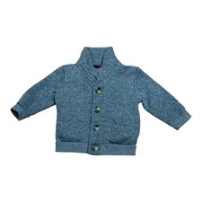 Joe Fresh Baby Cardigan 6-12M Grey Knit Button Sweater Plaid Elbow Patch Boy