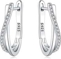 Zirkonia 925 Sterling Silber Ohrringe Damen Creolen Silber Creolen Damen Earring