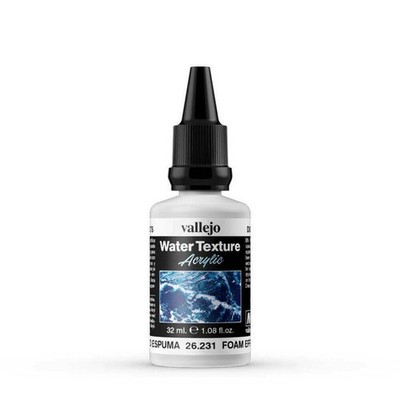 Vallejo Water Texture Acryl-Wassereffektschaum, extra deckend und schneeweiß, 32