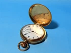 Antique 14ct GOLD 2 Plates 25 Years Waltham Traveler HUNTER Pocket Watch WORKING