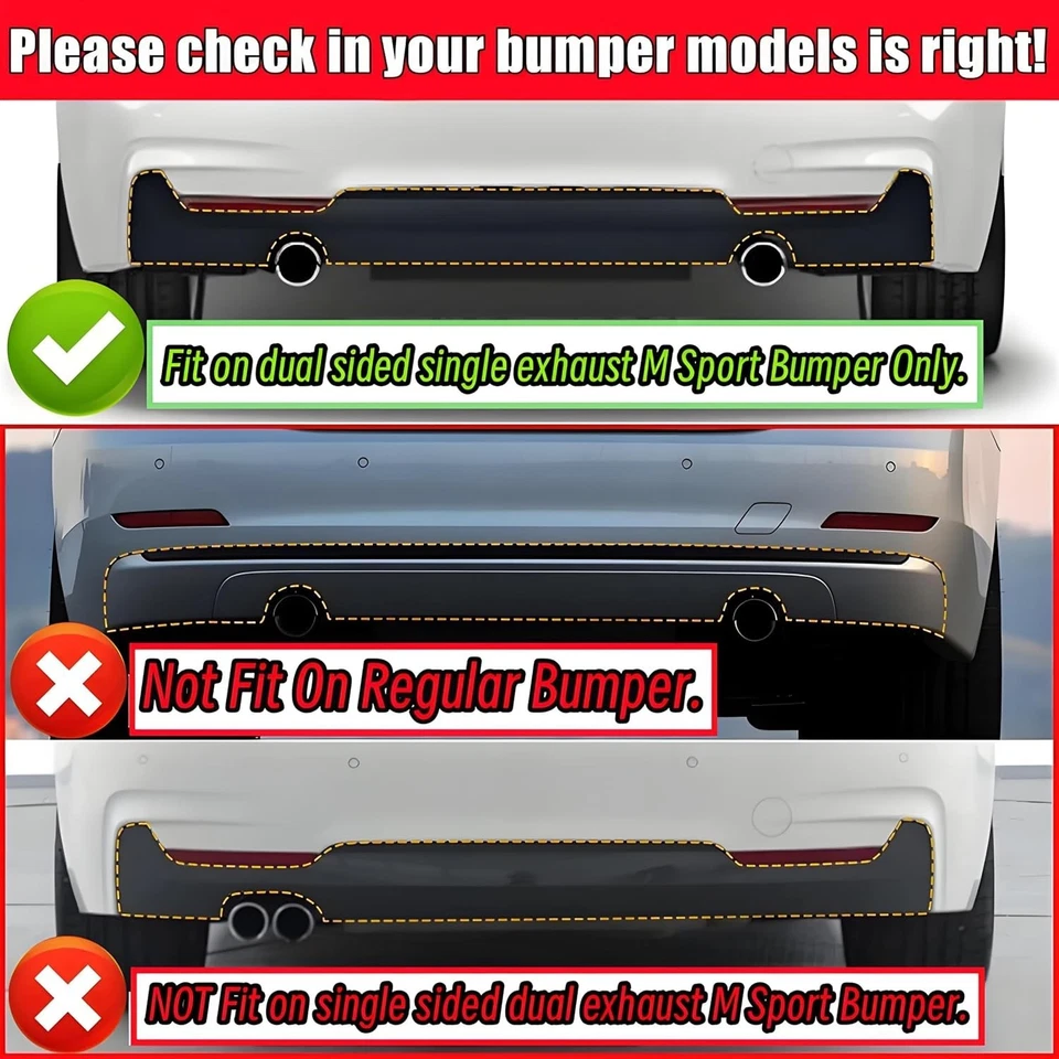 FOR BMW F32 F33 F36 428I 430I 435iI 440I M-SPORT REAR DIFFUSER GLOSS BLACK 14-20 - Image 2 of 4