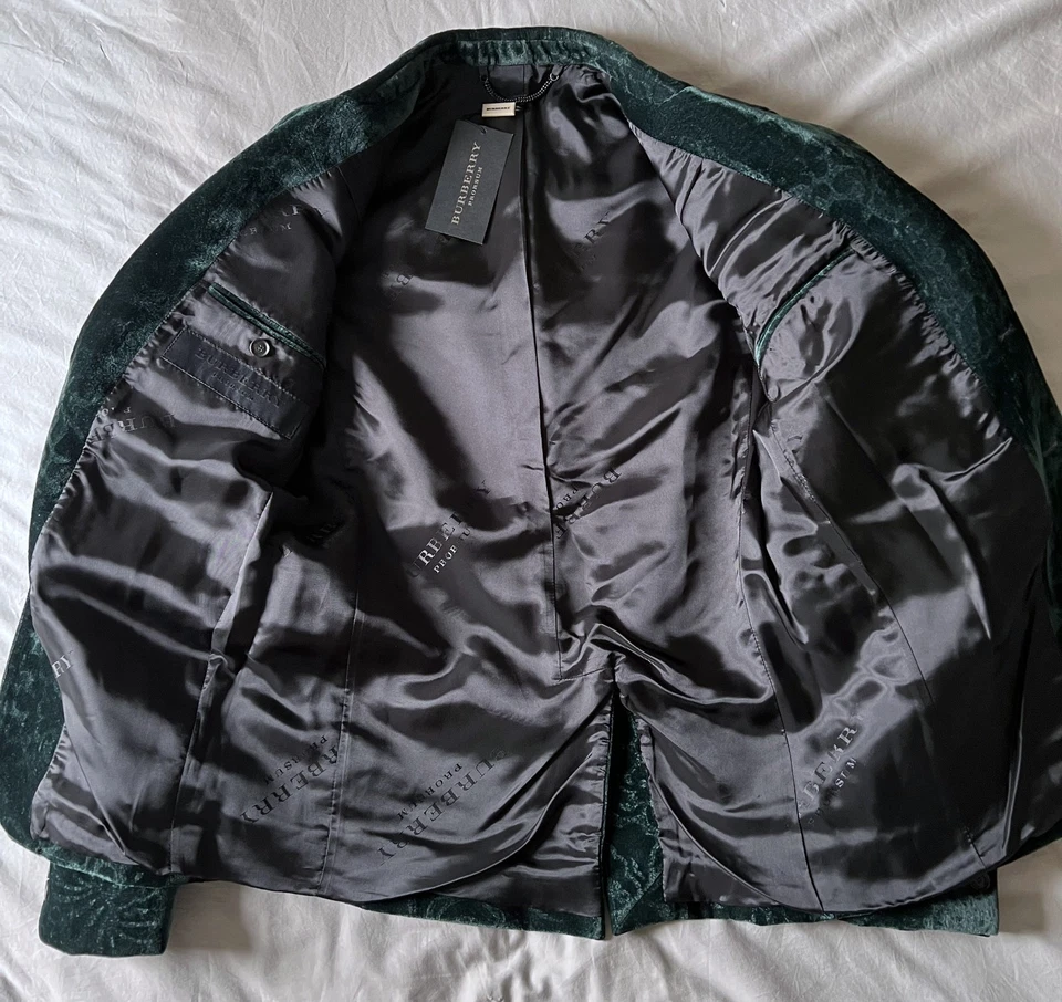 Burberry Prorsum Mens Baroque Velvet Blazer Jacket XS 44 Green Brit Vintage - Image 3 of 4