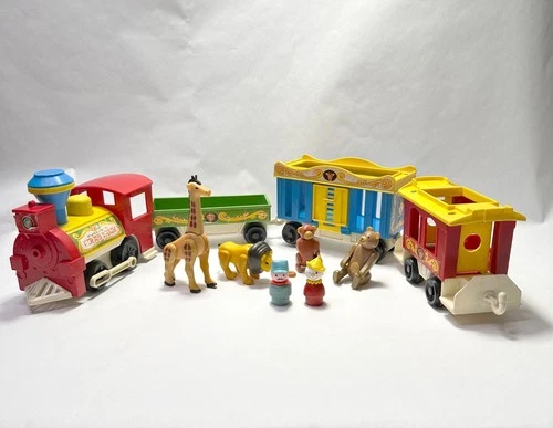Vintage 1973 Fisher-Price Little People Family Circus Train #991 4 Cars Animals