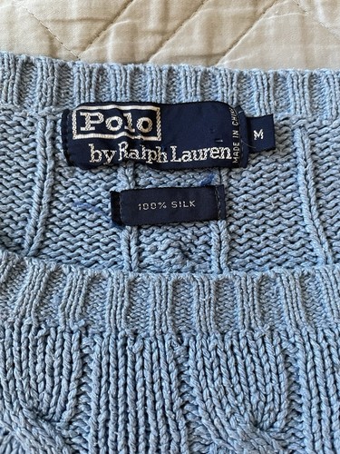 Polo Ralph Lauren Vintage Silk Cable Crewneck Sweater in Blue Size M by Ralph Lauren, Size M, $79.5 - Photo 3