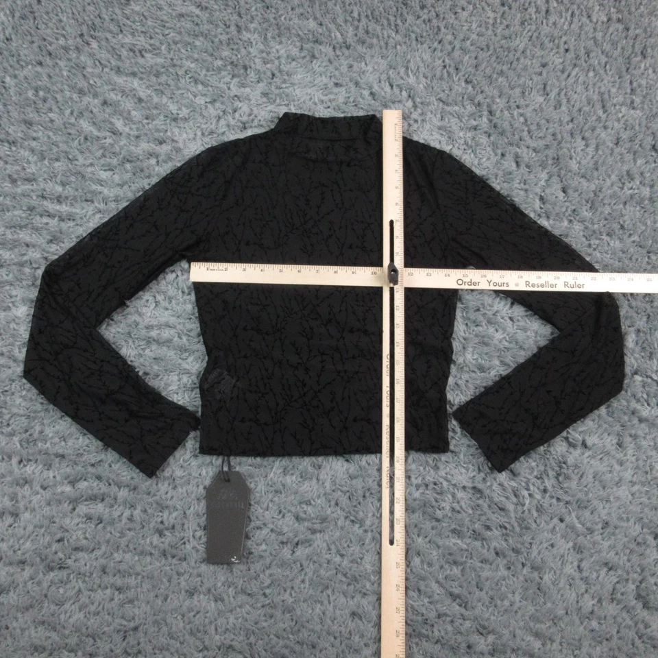 Disturbia 衬衫女式 US 6 黑色花束花卉绒网眼上衣哥特式全新带标签 — 第 2/4 张图片