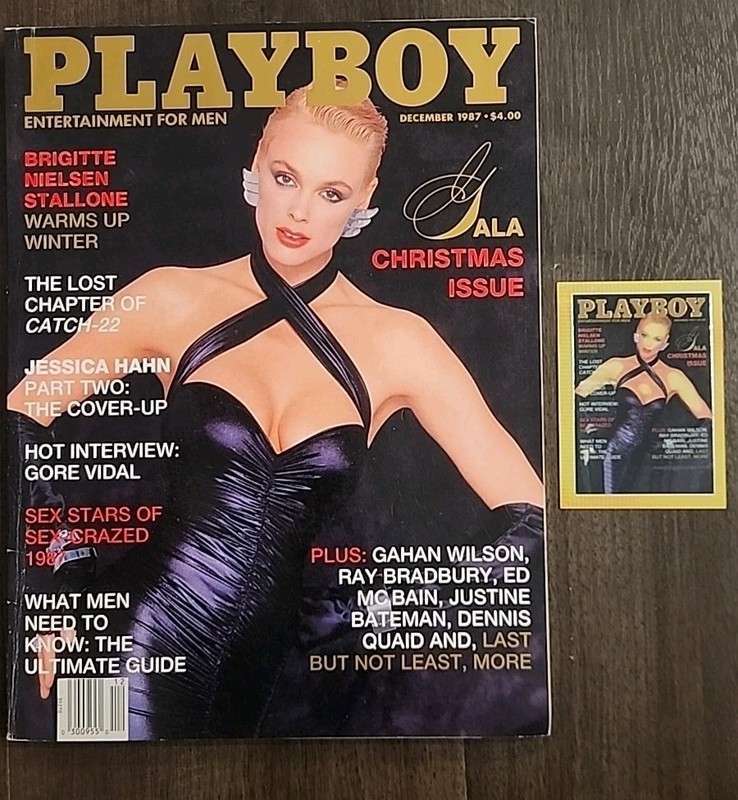 Playboy  Magazine December 1987  Bridgette Nielson Stallone - CHROMIUM  CARD