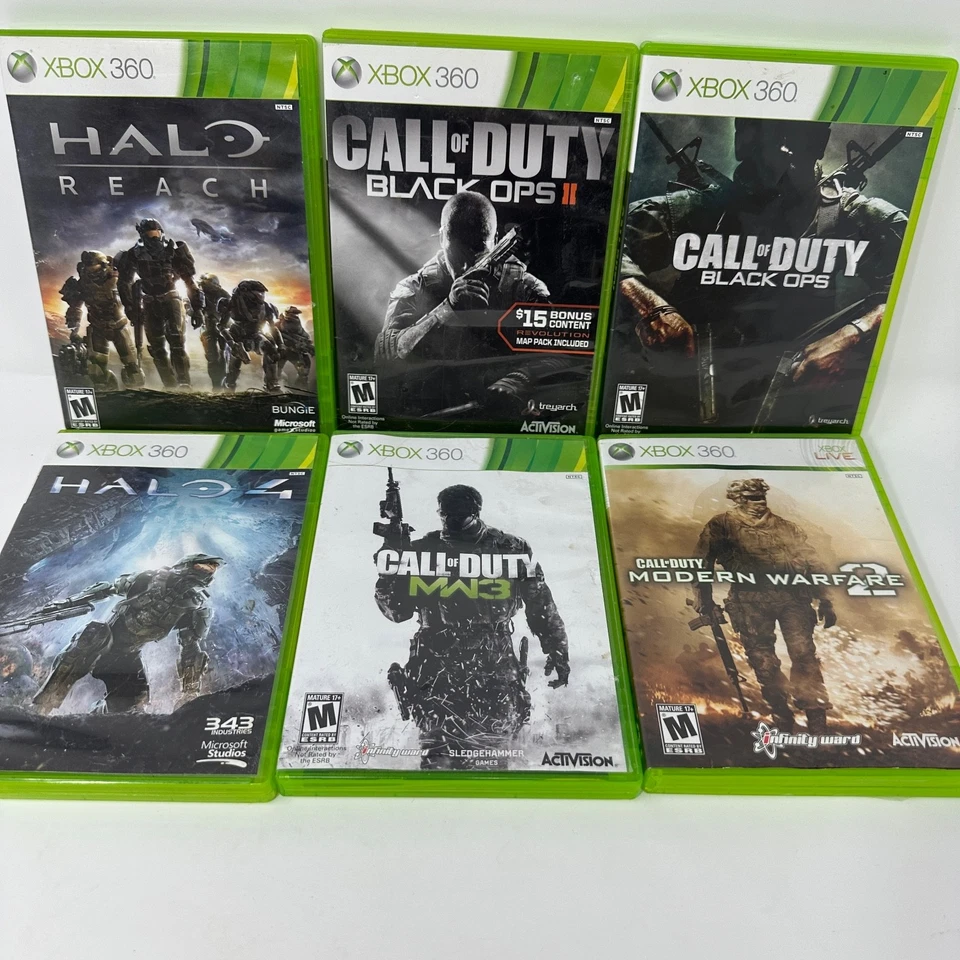 Xbox 360 Paquete 11 Juegos COD Black Ops Black Ops II MW2 MW3 Halo Reach Halo 4 + Foto 2 de 3