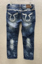 Big Star Jeans Womens 25 Blue Vintage Liv Stretch Cropped Thick Stitch Western