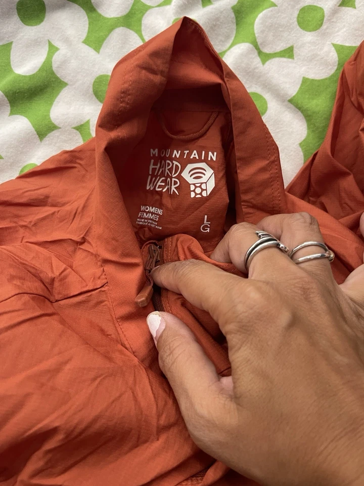 Chaqueta Mountain Hardware Embalable Para Mujer Talla Grande Naranja Con Capucha Cremallera Completa H66 Foto 3 de 4