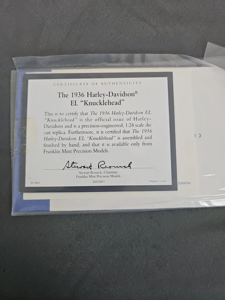 Franklin Mint 1936 Harley Davidson El Knucklehead Motorcycle B11WC31 1/24 scale - Image 2 of 4