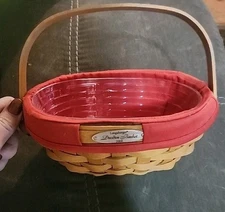 Longaberger 2008 Brown Oval Dresden Basket+Protector and liner SIGNED 