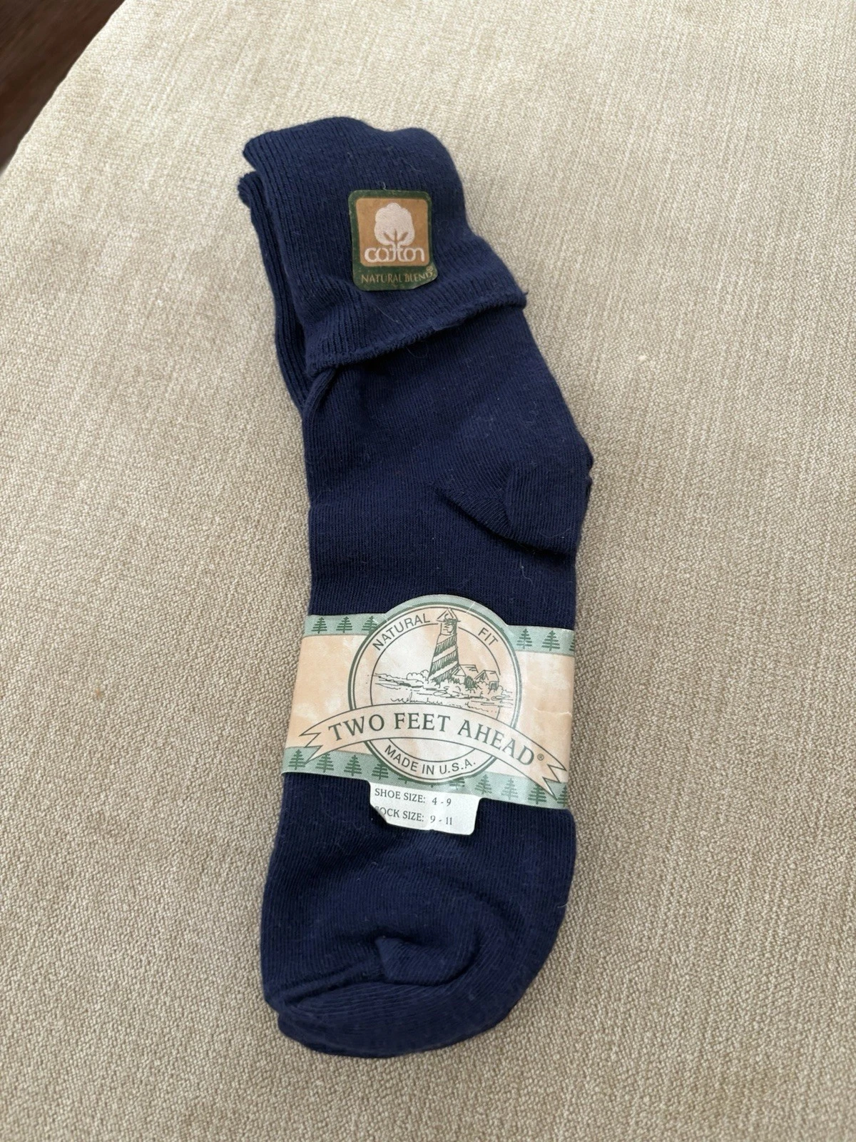 Vintage Ribbed Cuff Ankle Slouch Socks Ribbed Scrunch NOS Navy Blue 9-11